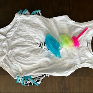 White Kids One Piece Bodysuit with Colorful Accents